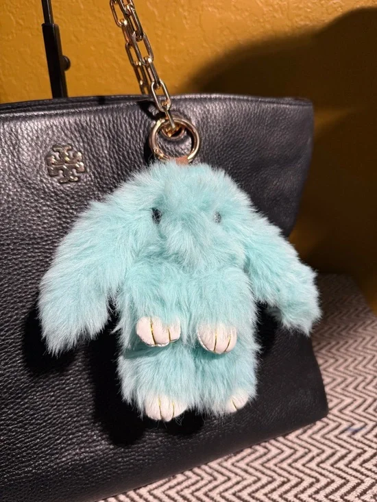 Faux Fur Bunny Bag Charm | Blue Shades & Gold Hardware - Choice of 1 - Picture 7 of 7
